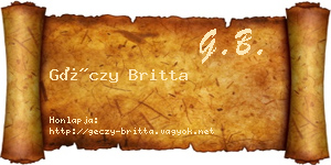 Géczy Britta névjegykártya